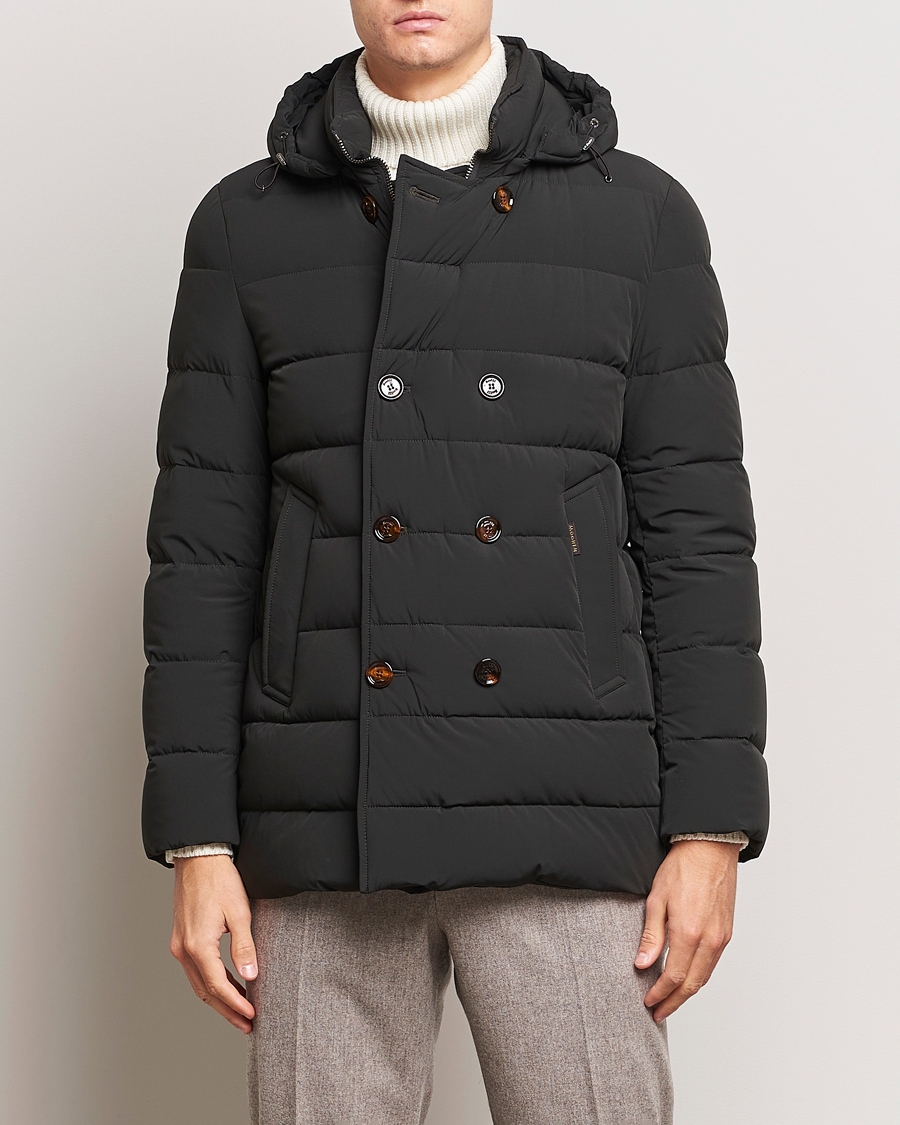 Hombres | Abrigos y chaquetas | MooRER | Florio Double Breasted Nylon Coat Dark Green