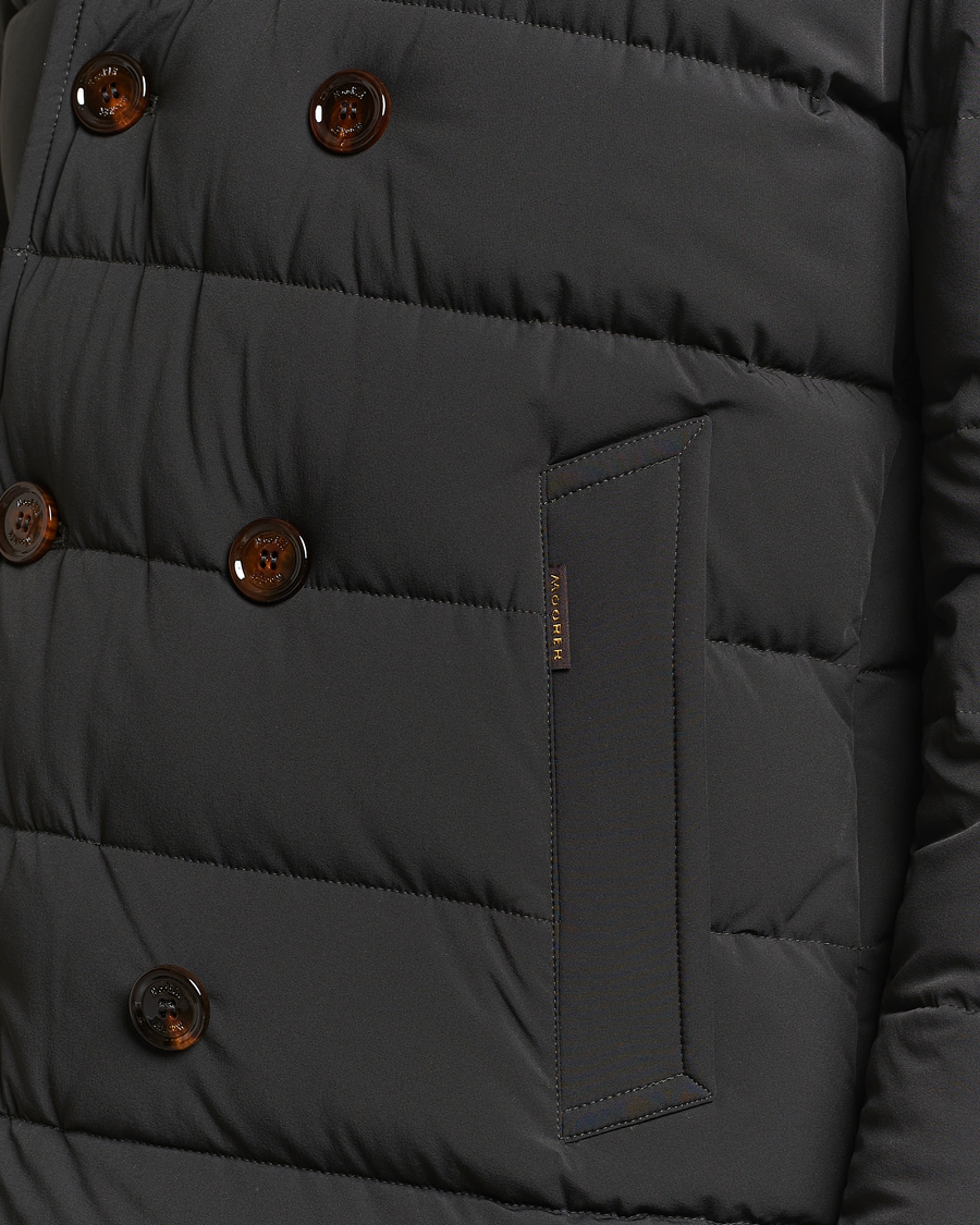 Hombres | Abrigos y chaquetas | MooRER | Florio Double Breasted Nylon Coat Dark Green