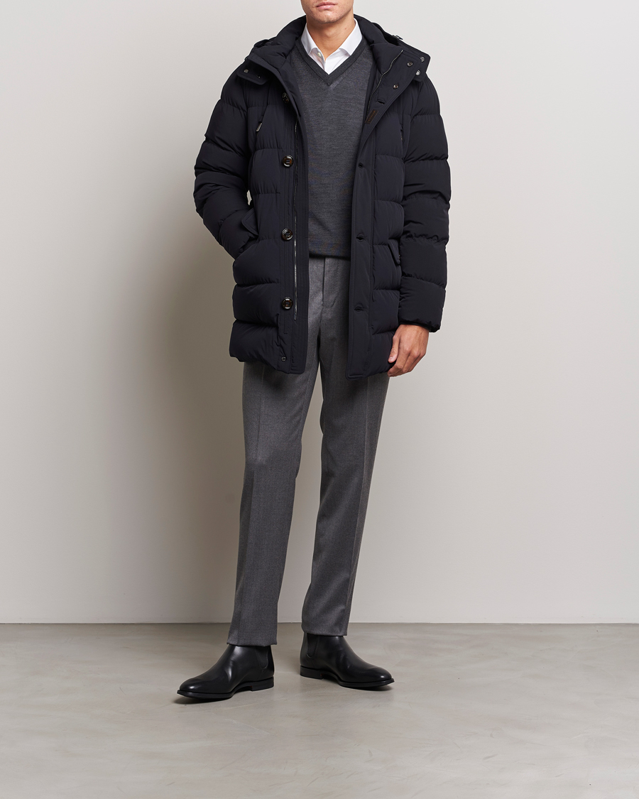 Hombres | Abrigos y chaquetas | MooRER | Gorner Water resistant Nylon Parka Navy
