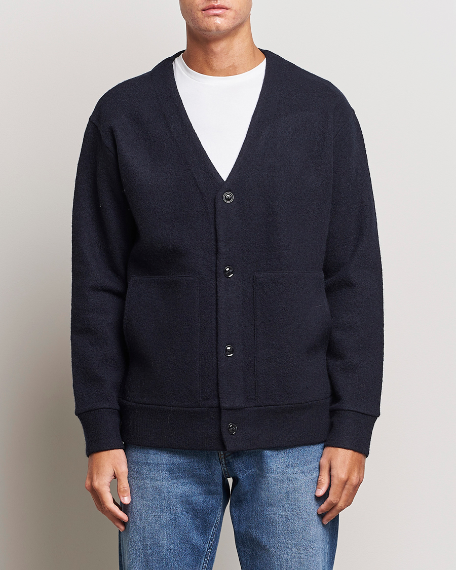 Hombres | Jerséis y prendas de punto | NN07 | Ice Boiled Wool Cardigan Navy Blue