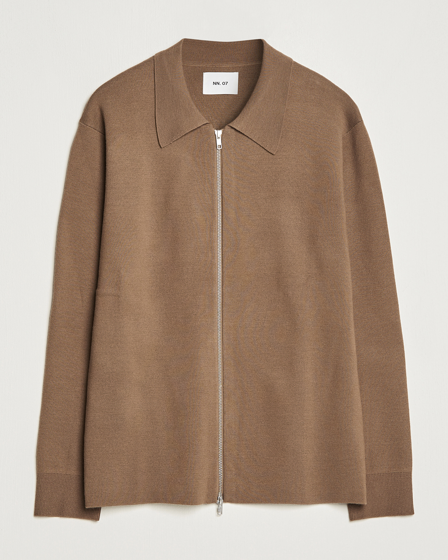 Hombres | Jerséis y prendas de punto | NN07 | Harald Knitted Full Zip Shitake