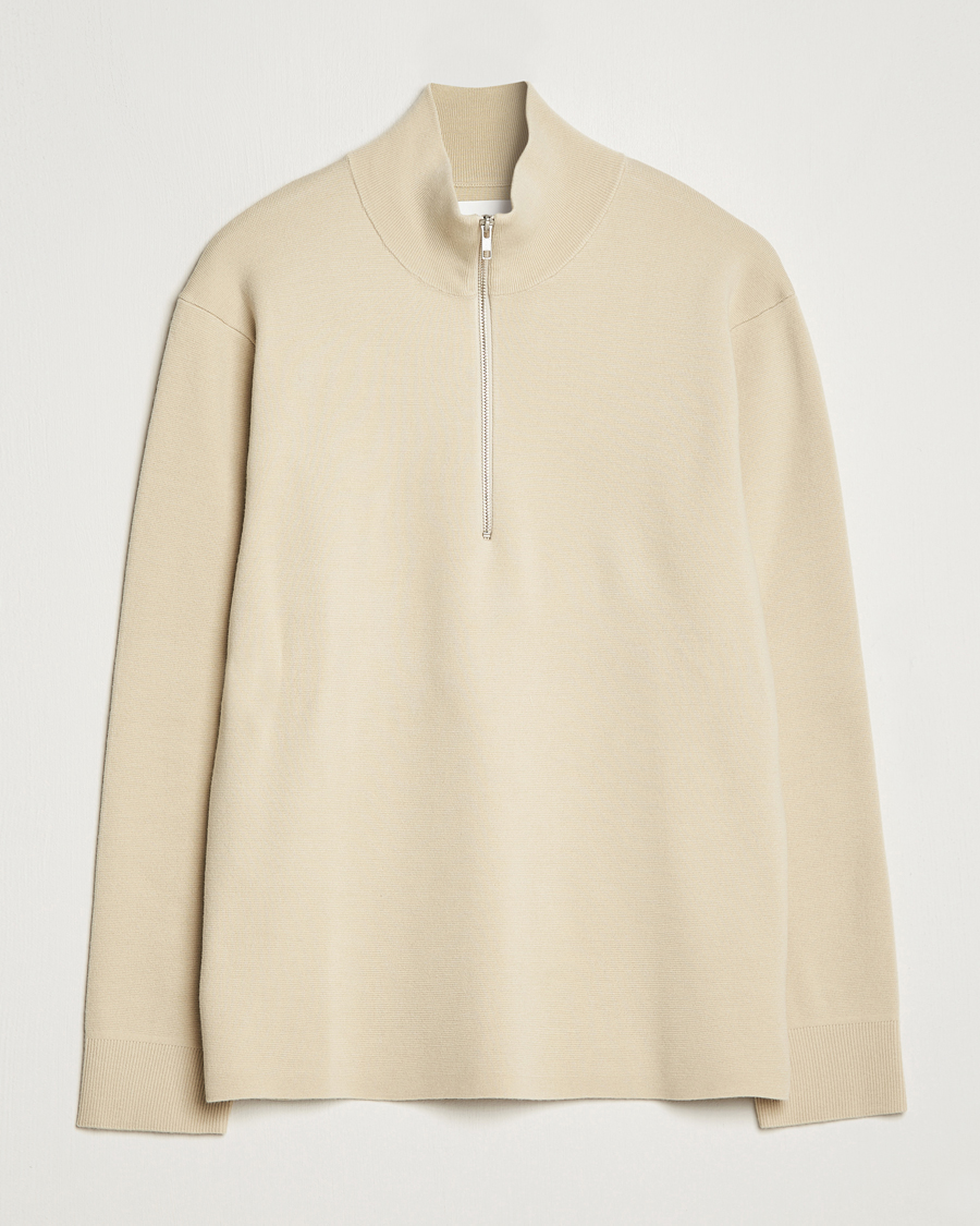 Hombres | Jerséis y prendas de punto | NN07 | Harald Cotton/Modal Half Zip Ecru