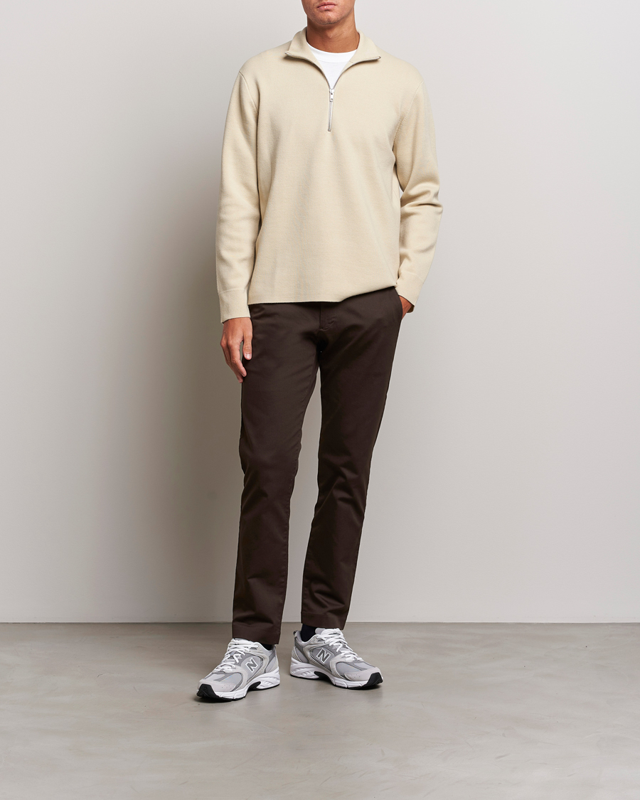 Hombres | Jerséis y prendas de punto | NN07 | Harald Cotton/Modal Half Zip Ecru