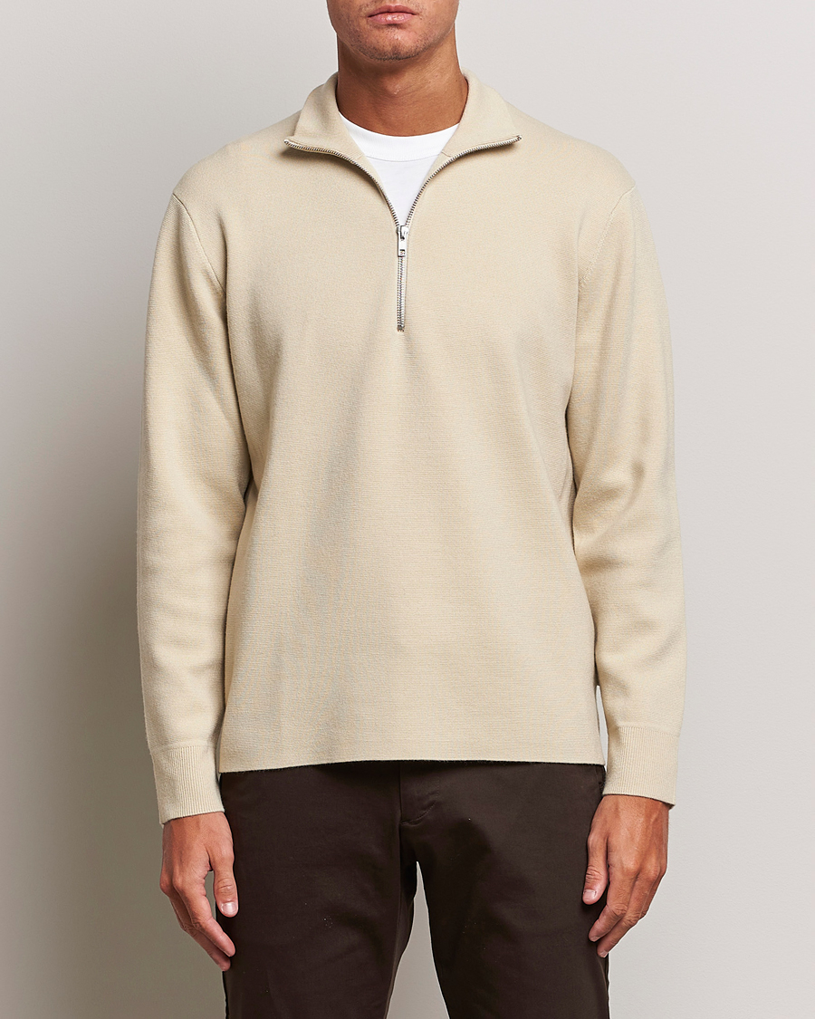 Hombres | Jerséis y prendas de punto | NN07 | Harald Cotton/Modal Half Zip Ecru