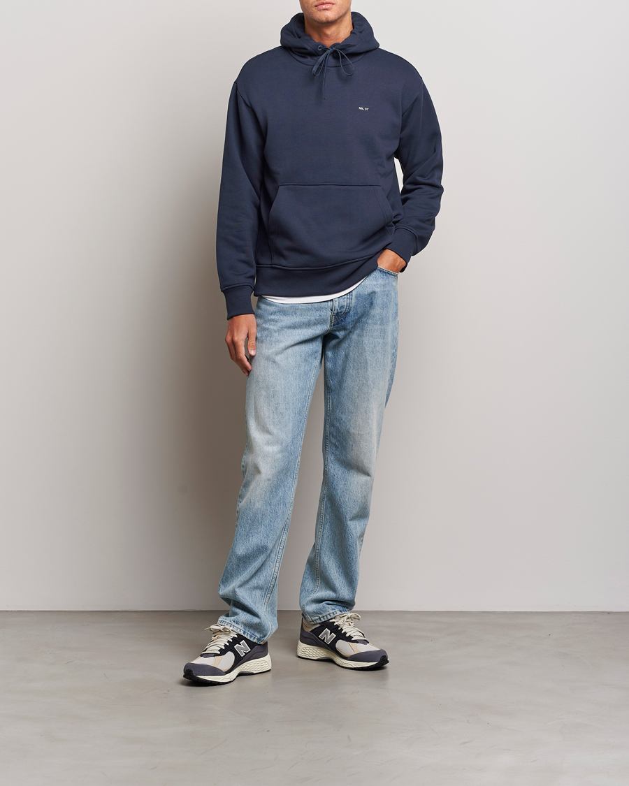 Hombres | Jerséis y prendas de punto | NN07 | Briggs Logo Hoodie Navy Blue