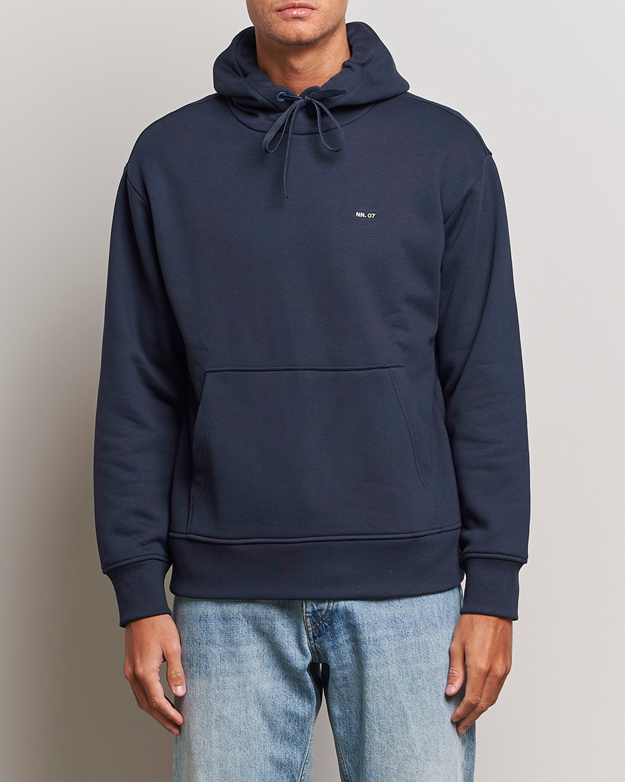 Hombres | Jerséis y prendas de punto | NN07 | Briggs Logo Hoodie Navy Blue