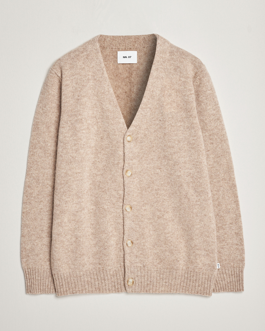 Hombres | Jerséis y prendas de punto | NN07 | Nathan Brushed Cardigan Khaki Melange