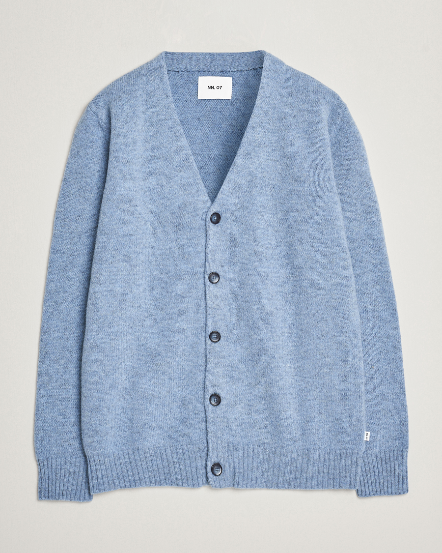 Hombres | Jerséis y prendas de punto | NN07 | Nathan Brushed Cardigan Light Blue Melange