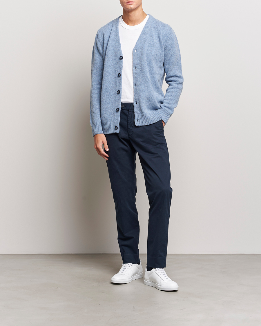 Hombres | Jerséis y prendas de punto | NN07 | Nathan Brushed Cardigan Light Blue Melange