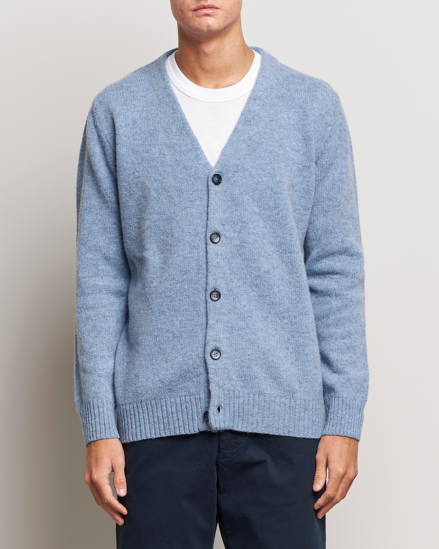 Hombres | Jerséis y prendas de punto | NN07 | Nathan Brushed Cardigan Light Blue Melange