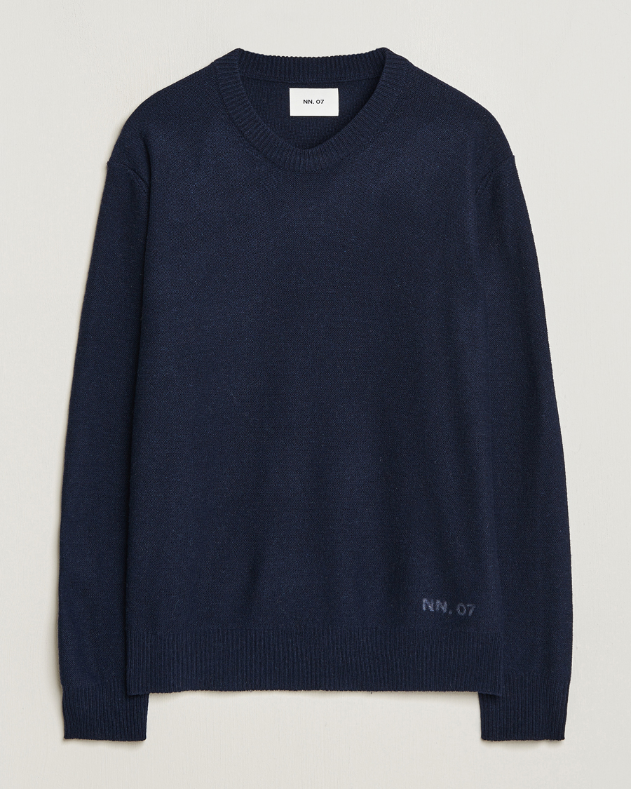 Hombres | Jerséis y prendas de punto | NN07 | Nigel Lambswool Knitted Crew Neck Navy Blue