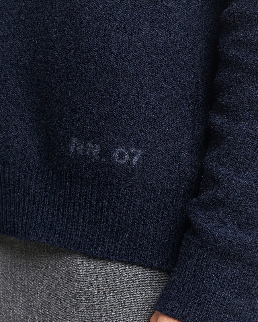 Hombres | Jerséis y prendas de punto | NN07 | Nigel Lambswool Knitted Crew Neck Navy Blue