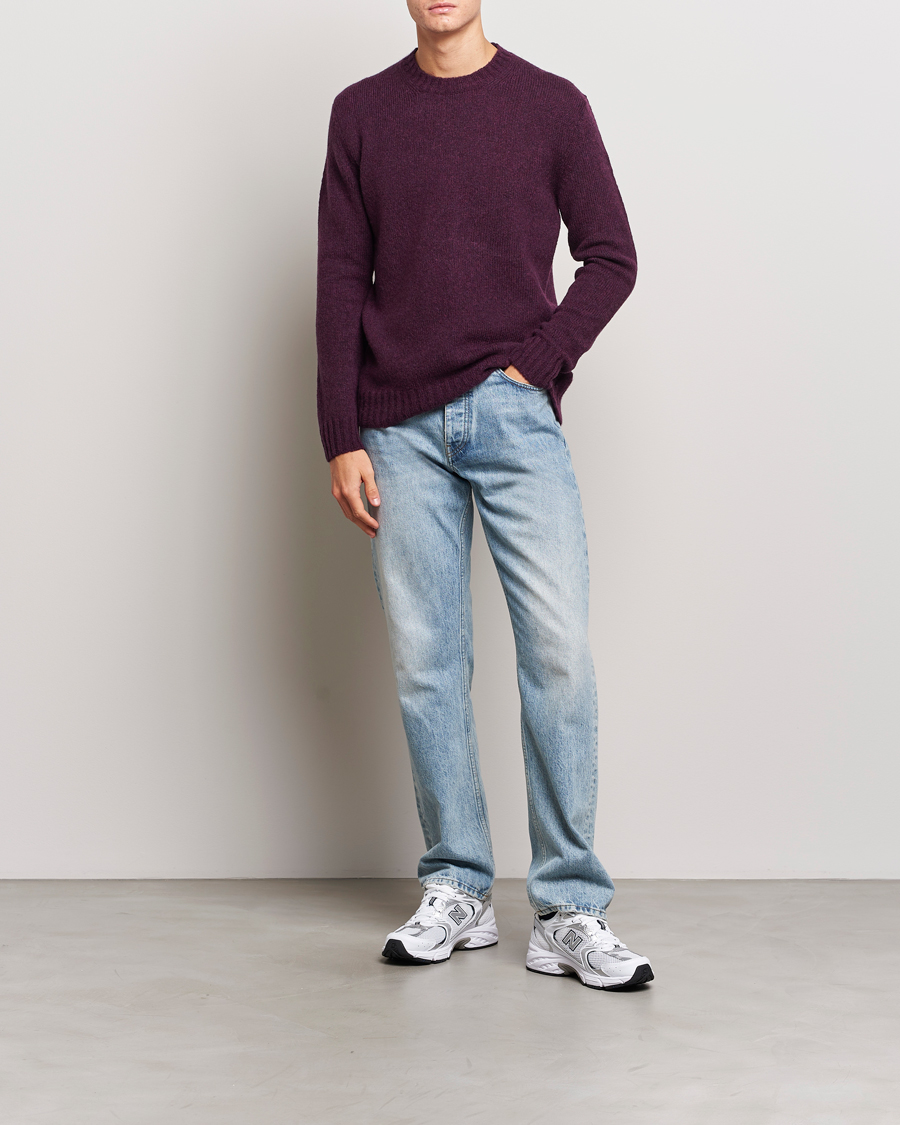 Hombres | Jerséis y prendas de punto | NN07 | Lee Brushed Wool Crew Neck Plum