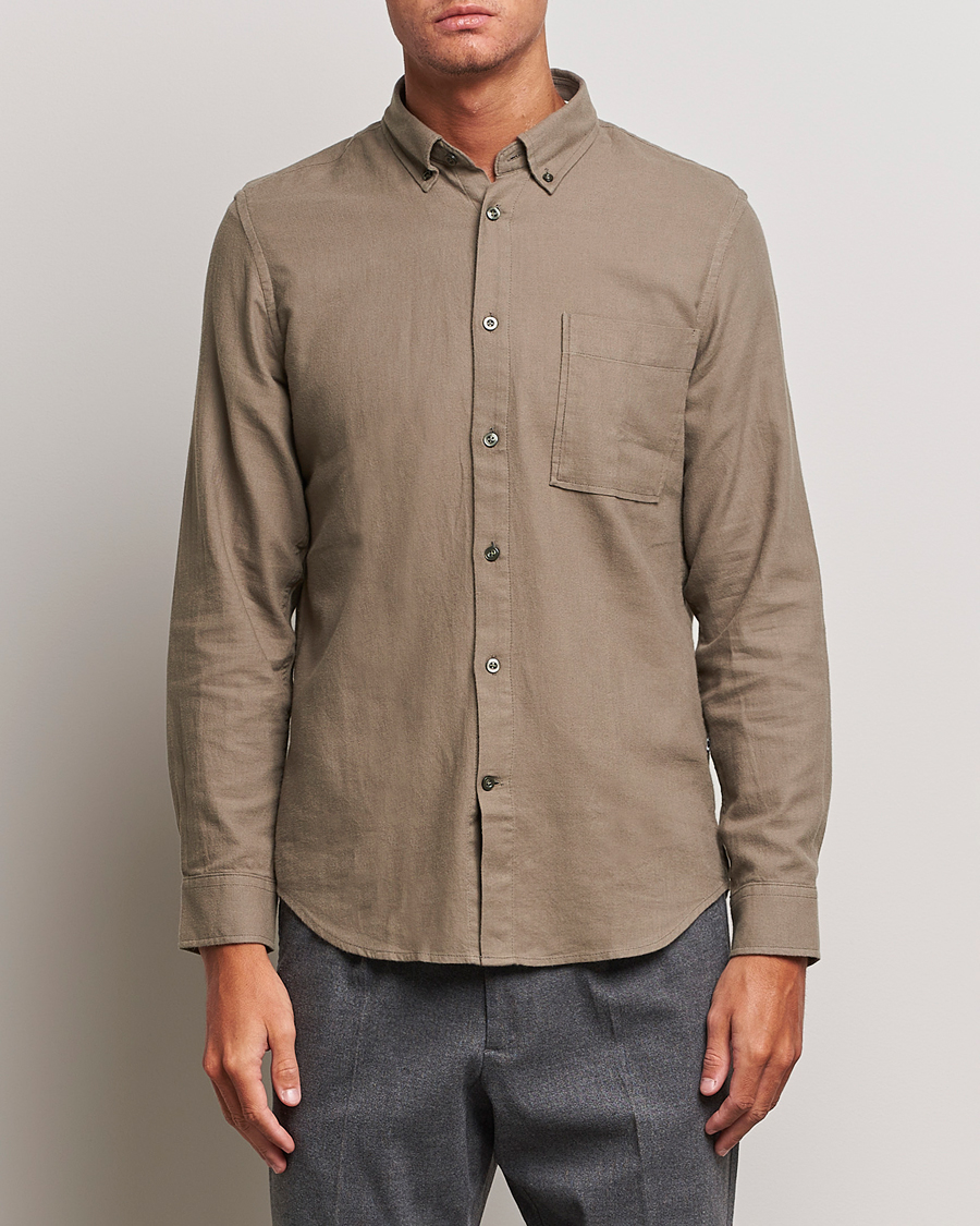 Hombres | Camisas | NN07 | Arne Brushed Flannel Shirt Dark Clay