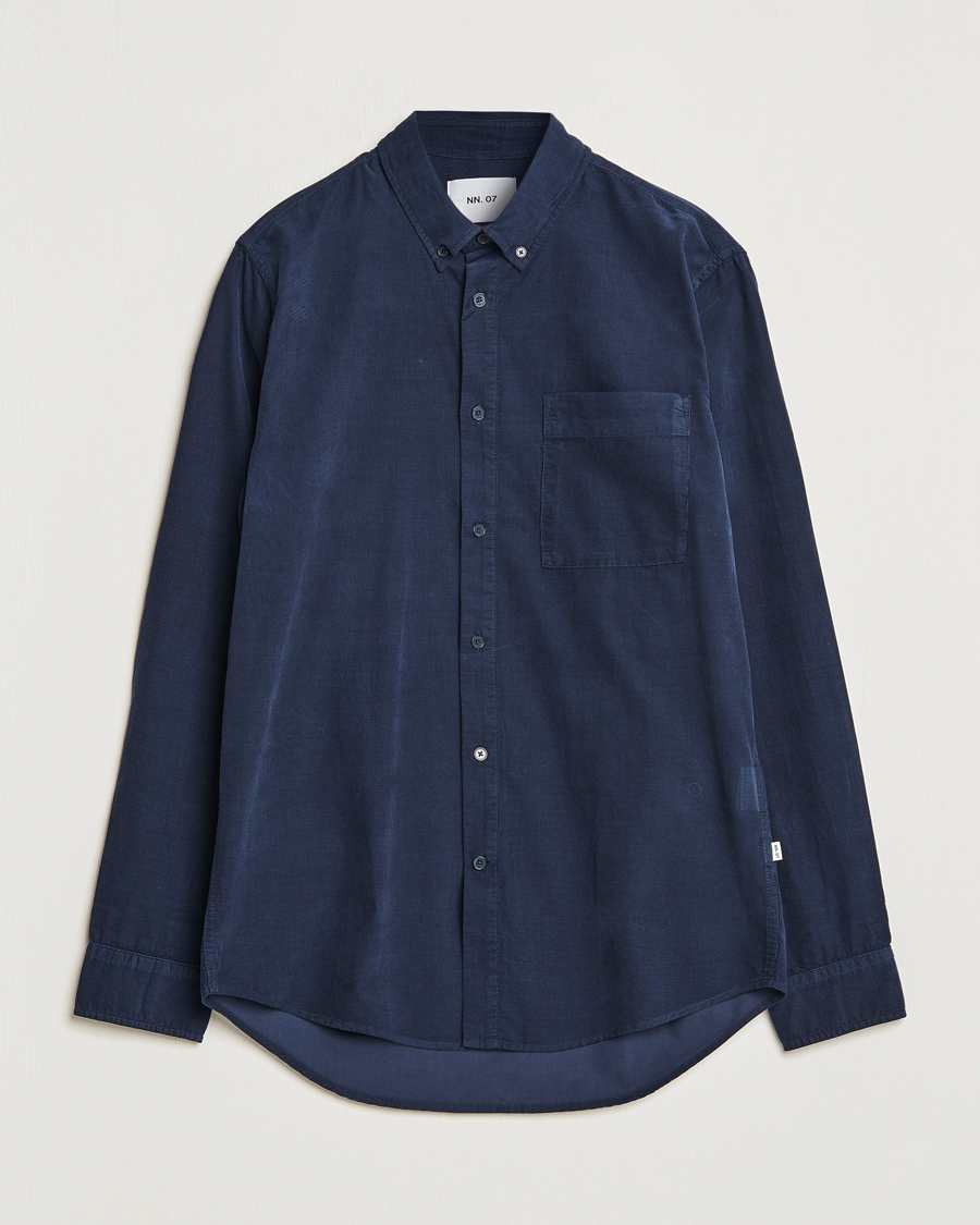 Hombres | Camisas | NN07 | Arne Baby Cord Shirt Navy Blue