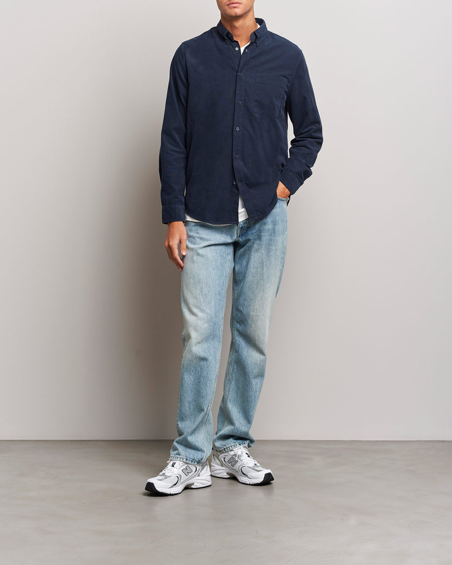 Hombres | Camisas | NN07 | Arne Baby Cord Shirt Navy Blue