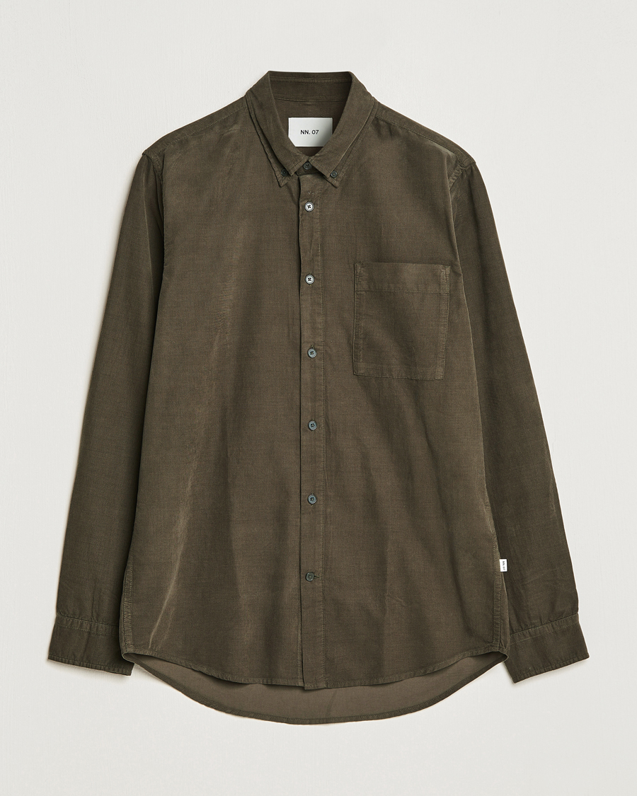 Hombres | Camisas | NN07 | Arne Baby Cord Shirt Dark Army