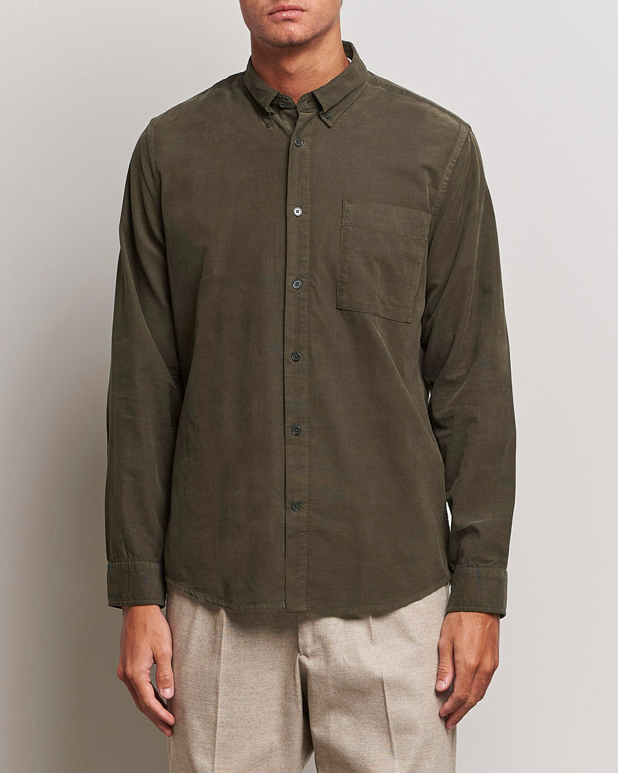 Hombres | Camisas | NN07 | Arne Baby Cord Shirt Dark Army