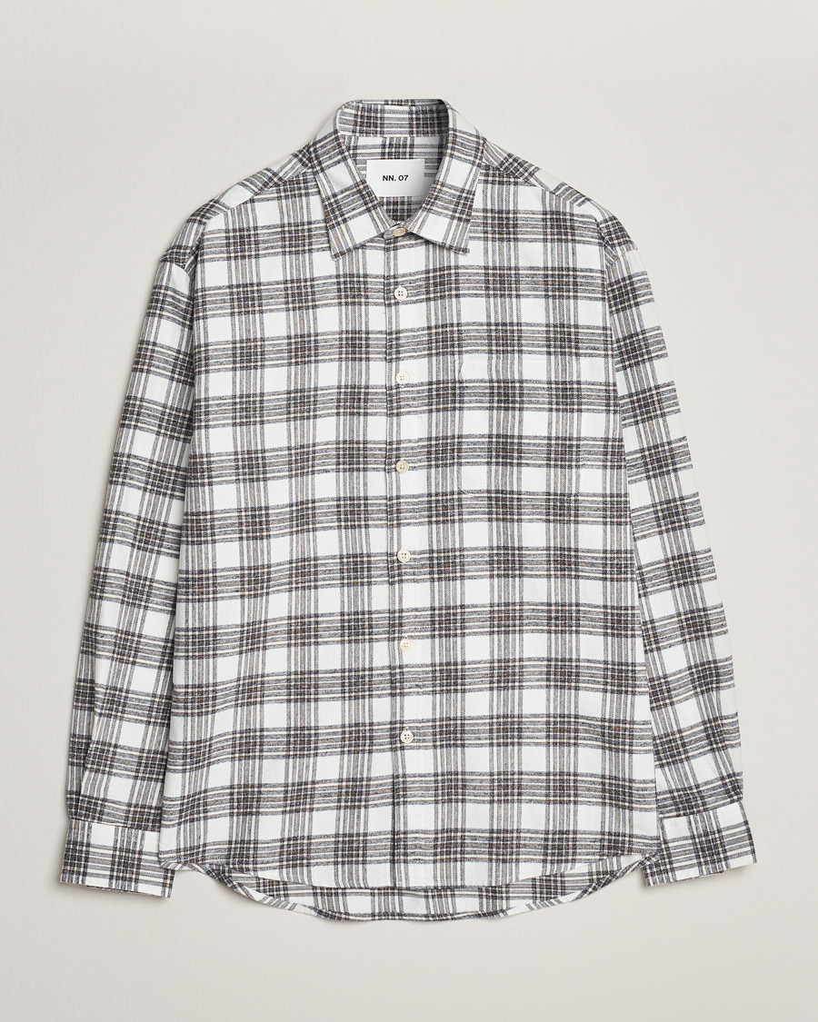 Hombres | Camisas | NN07 | Deon Brushed Flannel Checked Shirt Cream/Brown