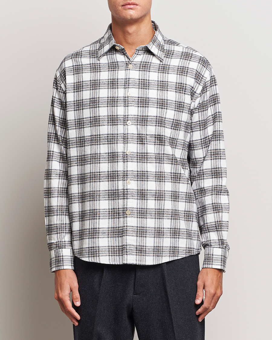 Hombres | Camisas | NN07 | Deon Brushed Flannel Checked Shirt Cream/Brown