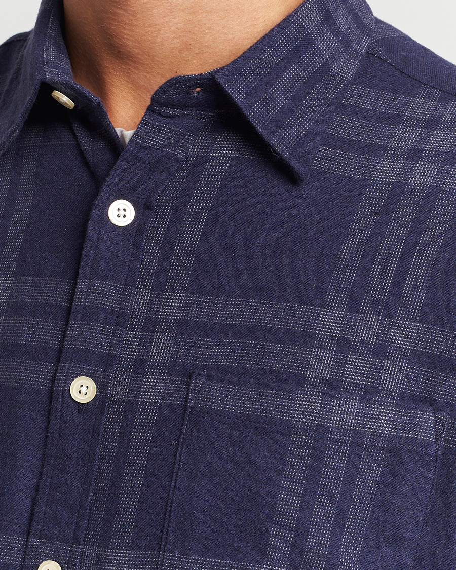 Hombres | Camisas | NN07 | Deon Brushed Flannel Checked Shirt Navy Blue