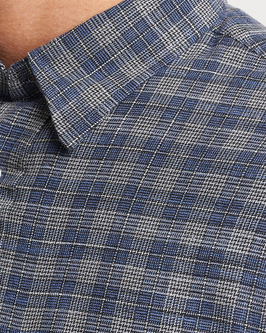 Hombres | Camisas | NN07 | Cohen Brushed Flannel Checked Shirt Navy Blue