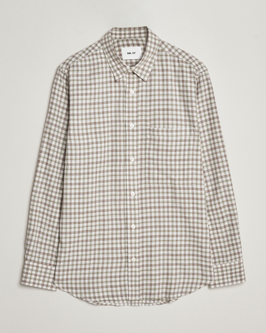 Hombres | Camisas | NN07 | Cohen Brushed Flannel Checked Shirt Green/Cream