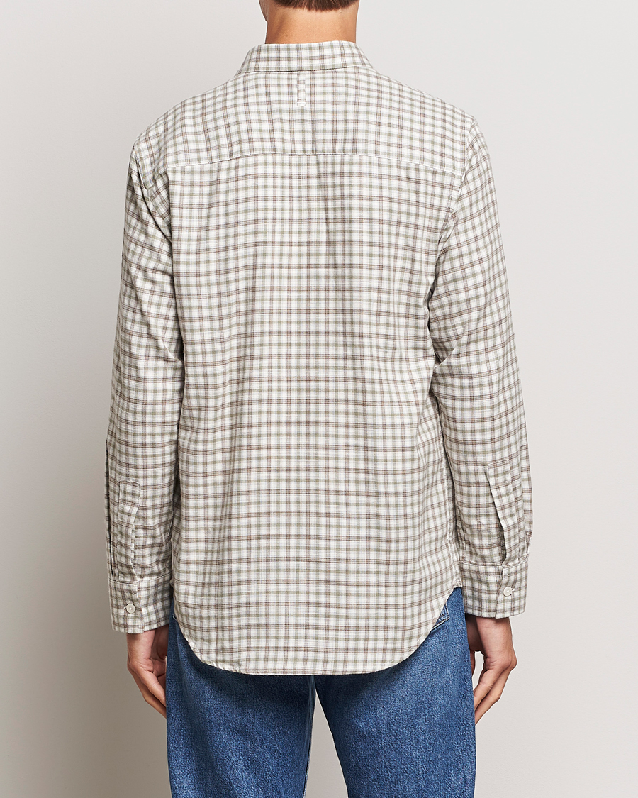 Hombres | Camisas | NN07 | Cohen Brushed Flannel Checked Shirt Green/Cream