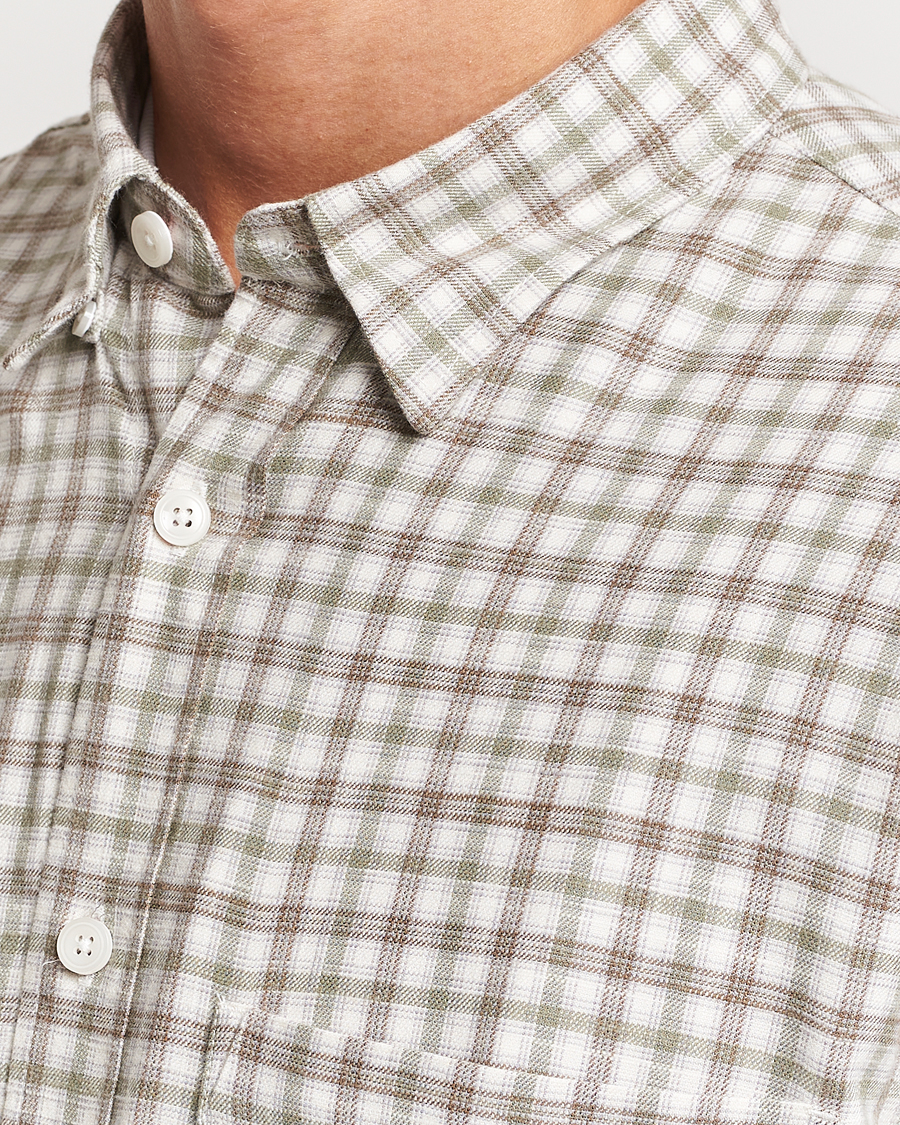 Hombres | Camisas | NN07 | Cohen Brushed Flannel Checked Shirt Green/Cream