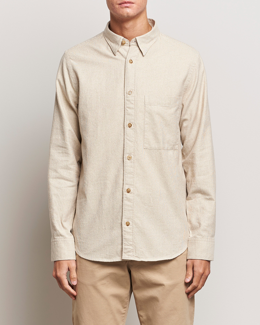 Hombres | Camisas | NN07 | Cohen Brushed Flannel Shirt Off White