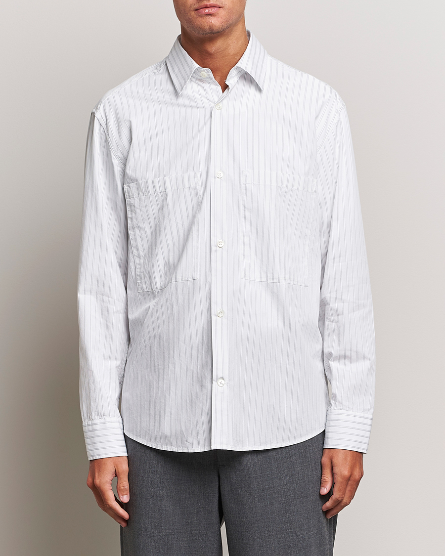 Hombres | Camisas | NN07 | Freddie Poplin Striped Shirt White/Black