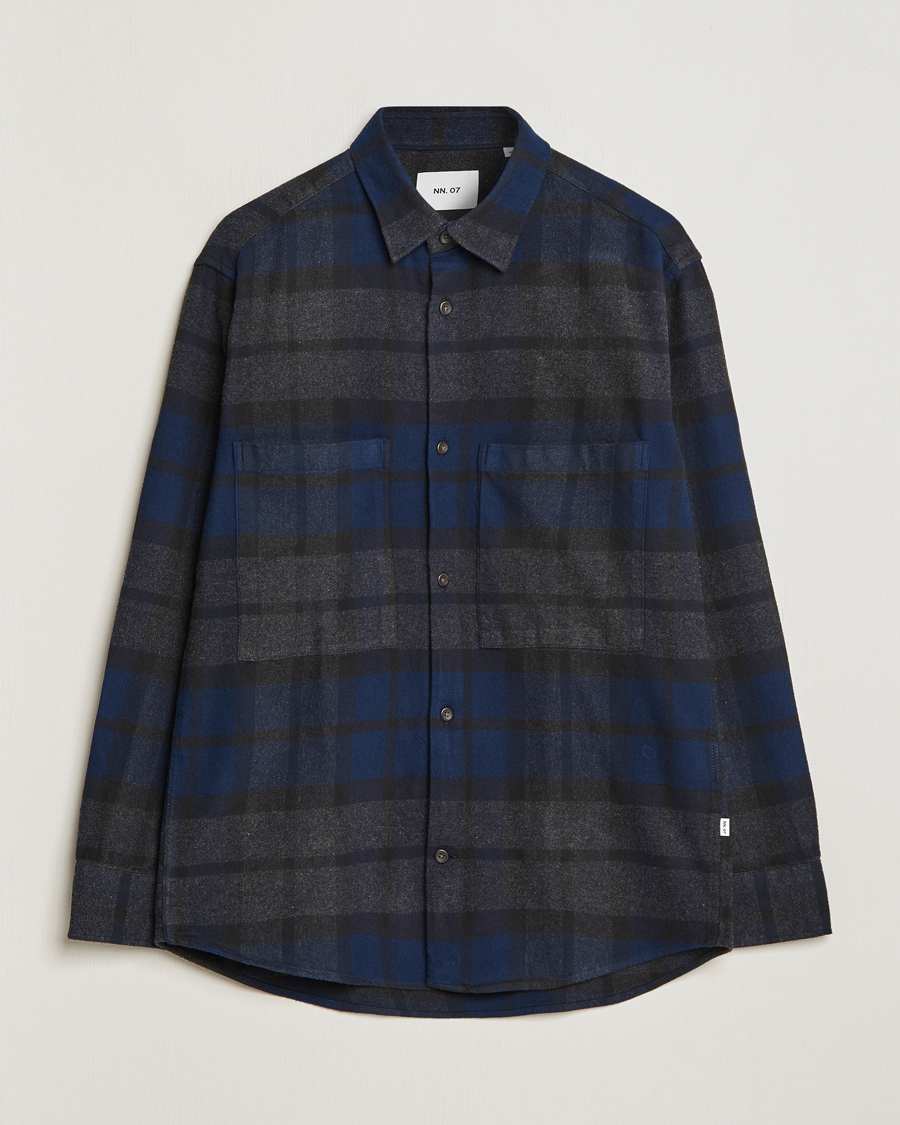 Hombres | Camisas | NN07 | Freddie Checked Overshirt Navy/Grey