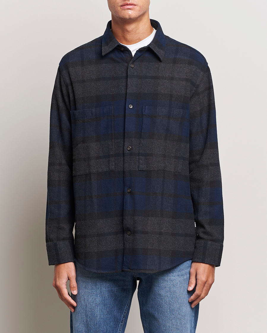 Hombres | Camisas | NN07 | Freddie Checked Overshirt Navy/Grey