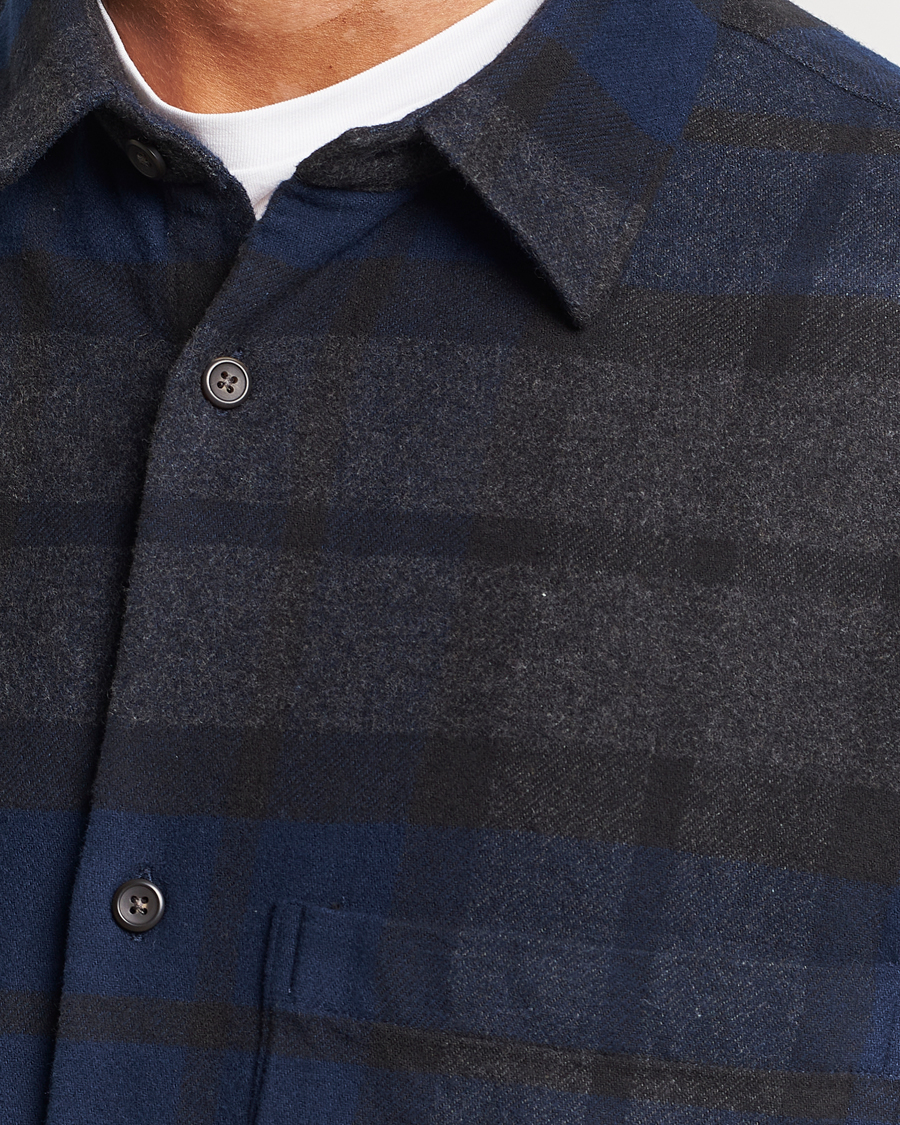 Hombres | Camisas | NN07 | Freddie Checked Overshirt Navy/Grey