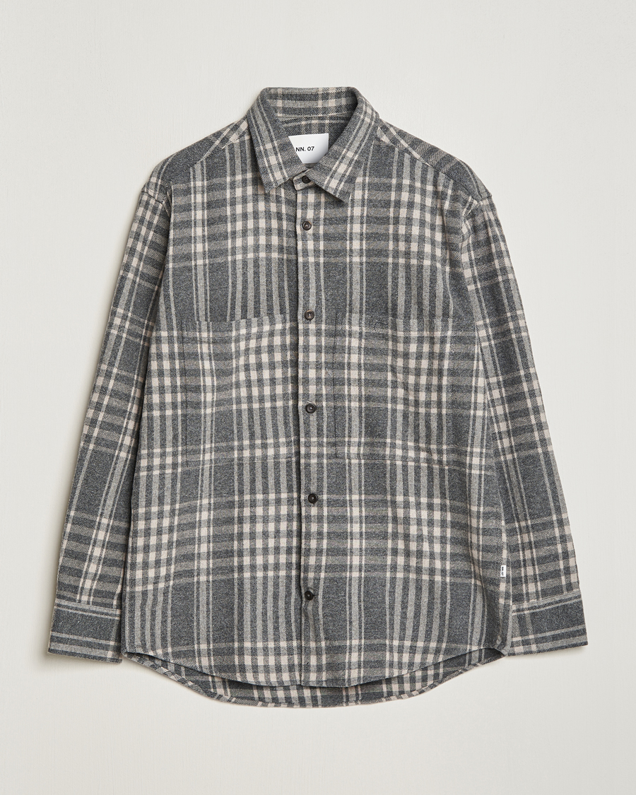 Hombres | Camisas | NN07 | Freddie Checked Overshirt Grey/Cream