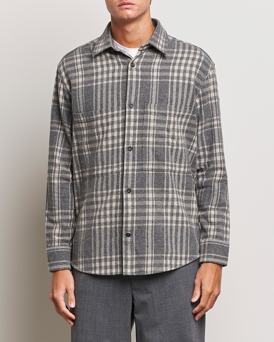 Hombres | Camisas | NN07 | Freddie Checked Overshirt Grey/Cream