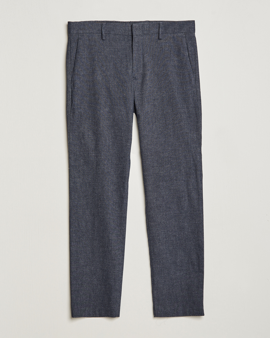 Hombres | Pantalones | NN07 | Theo Brushed Cotton Trousers Navy Blue