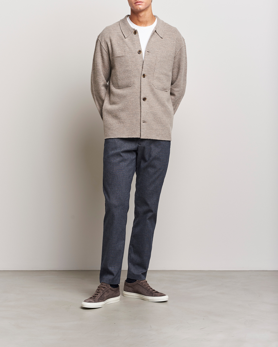Hombres | Pantalones | NN07 | Theo Brushed Cotton Trousers Navy Blue