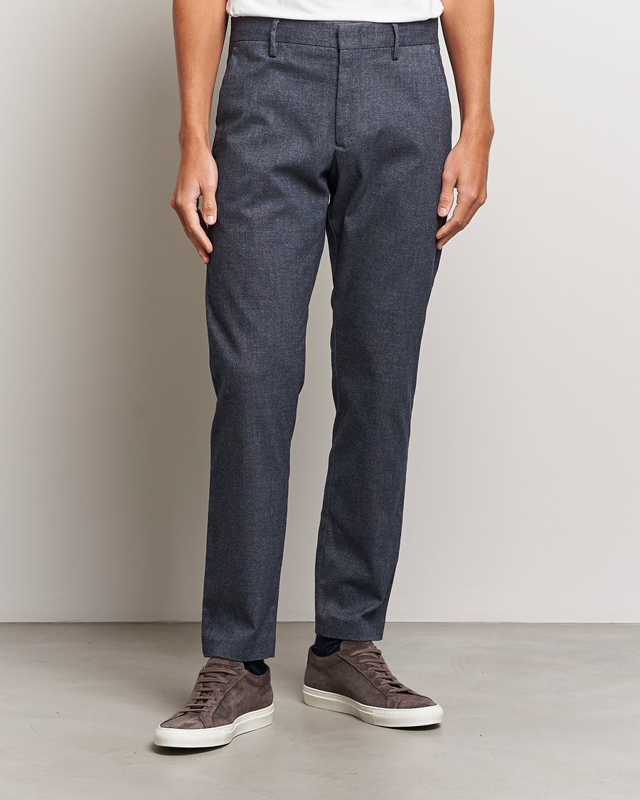 Hombres | Pantalones | NN07 | Theo Brushed Cotton Trousers Navy Blue