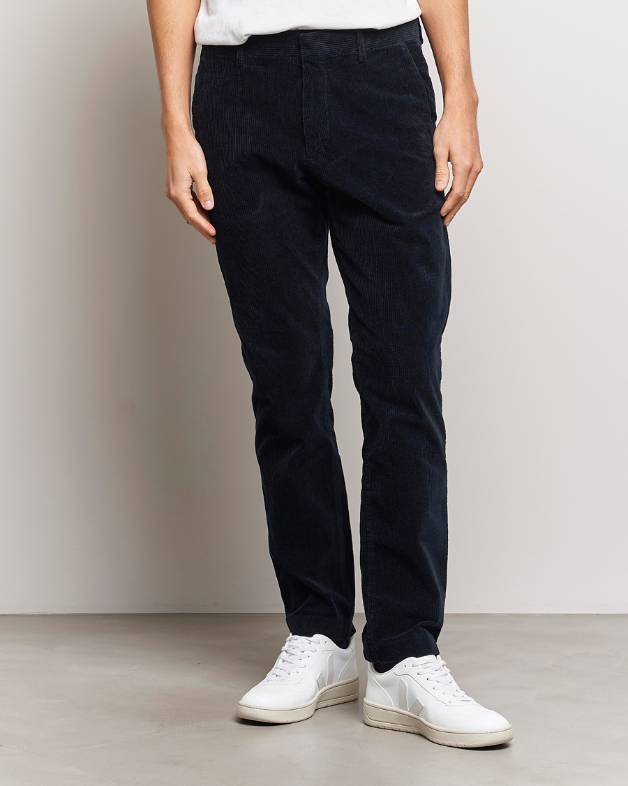 Hombres | Pantalones | NN07 | Theo Regular Fit Corduroy Chinos Navy Blue