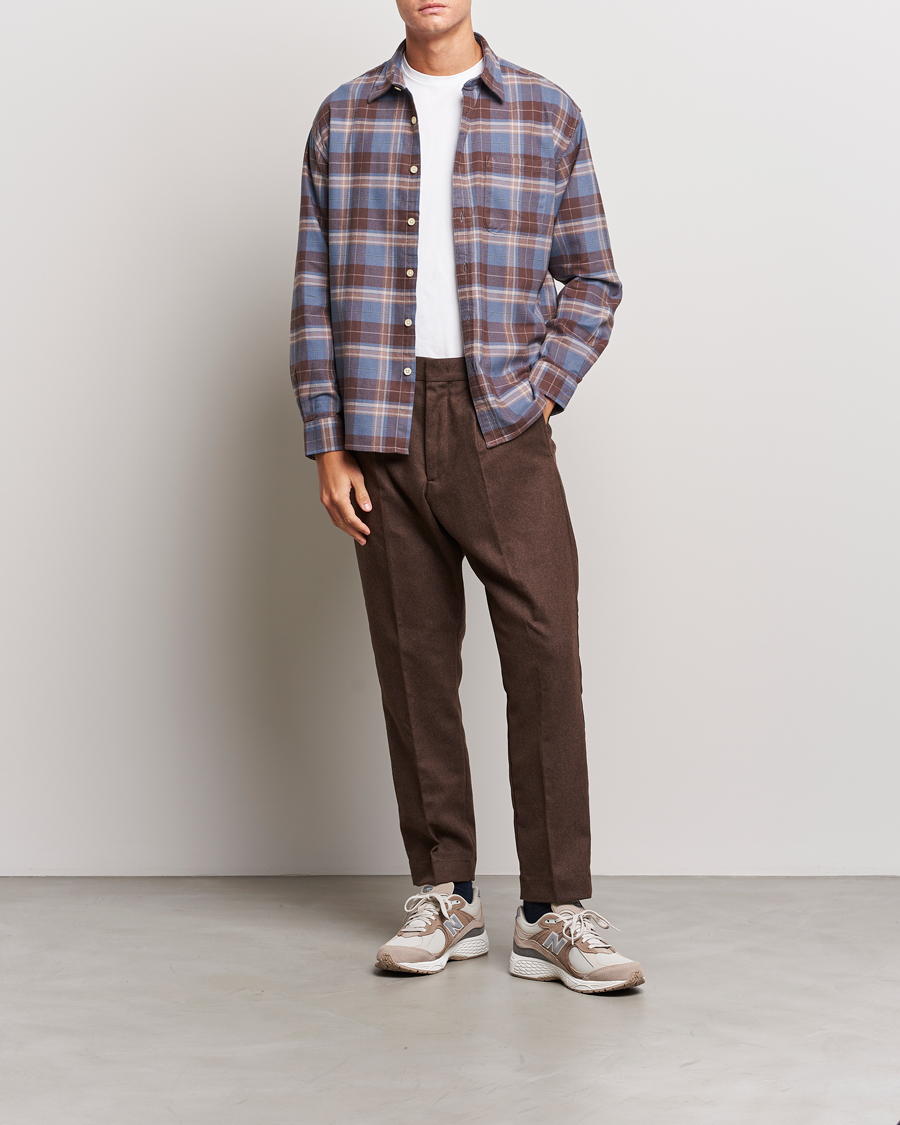 Hombres | Pantalones | NN07 | Bill Brushed Flannel Pleated Trousers Demitasse Brown
