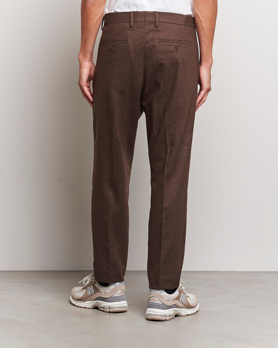 Hombres | Pantalones | NN07 | Bill Brushed Flannel Pleated Trousers Demitasse Brown