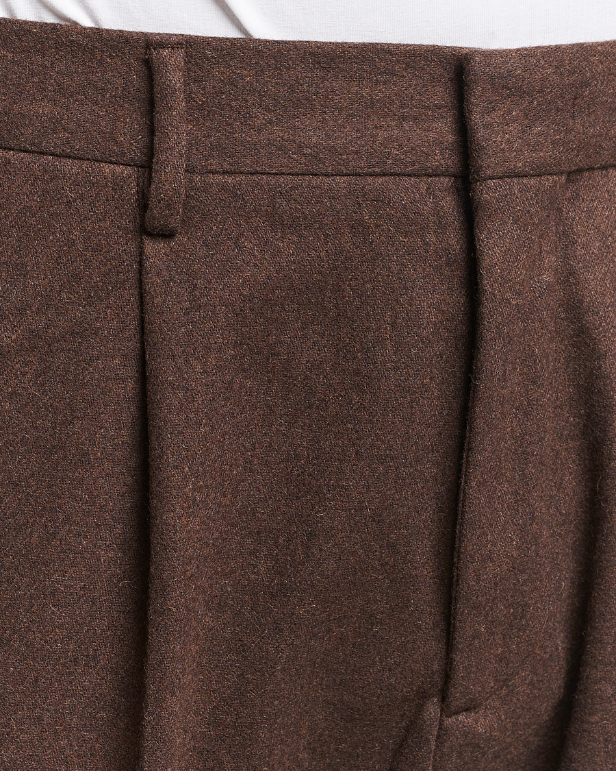 Hombres | Pantalones | NN07 | Bill Brushed Flannel Pleated Trousers Demitasse Brown