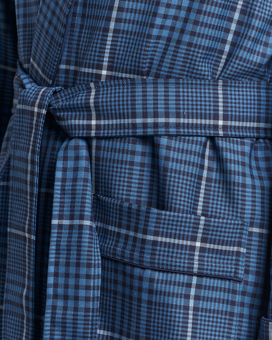 Hombres | Pijamas y batas | Derek Rose | Wool Checked Gown Blue