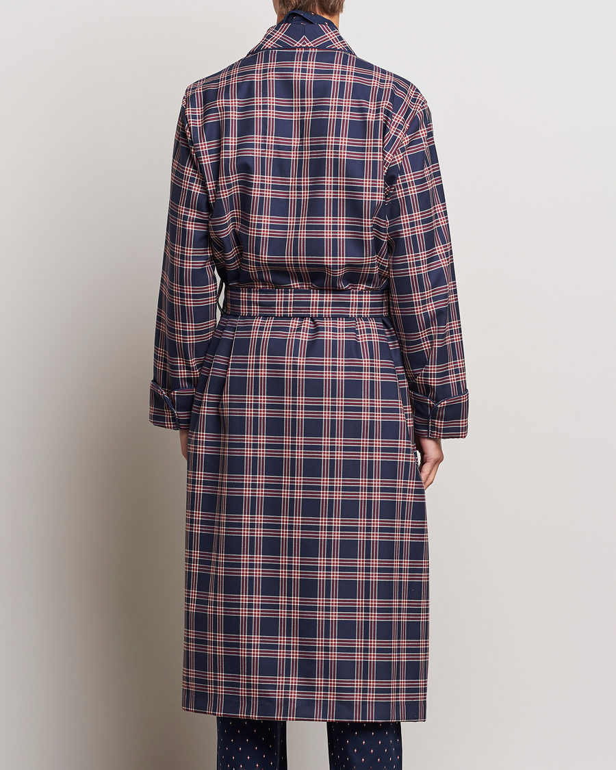 Hombres | Pijamas y batas | Derek Rose | Wool Checked Gown Navy