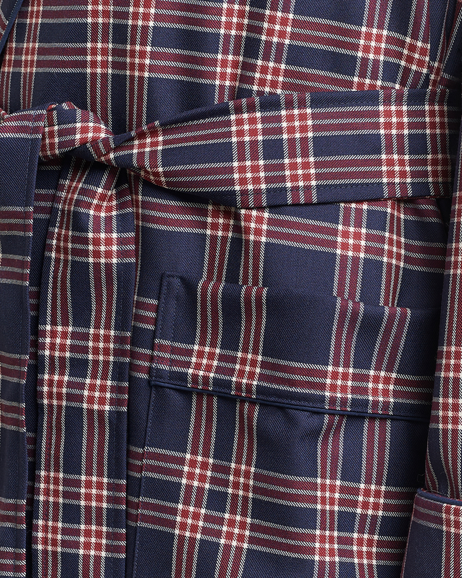 Hombres | Pijamas y batas | Derek Rose | Wool Checked Gown Navy