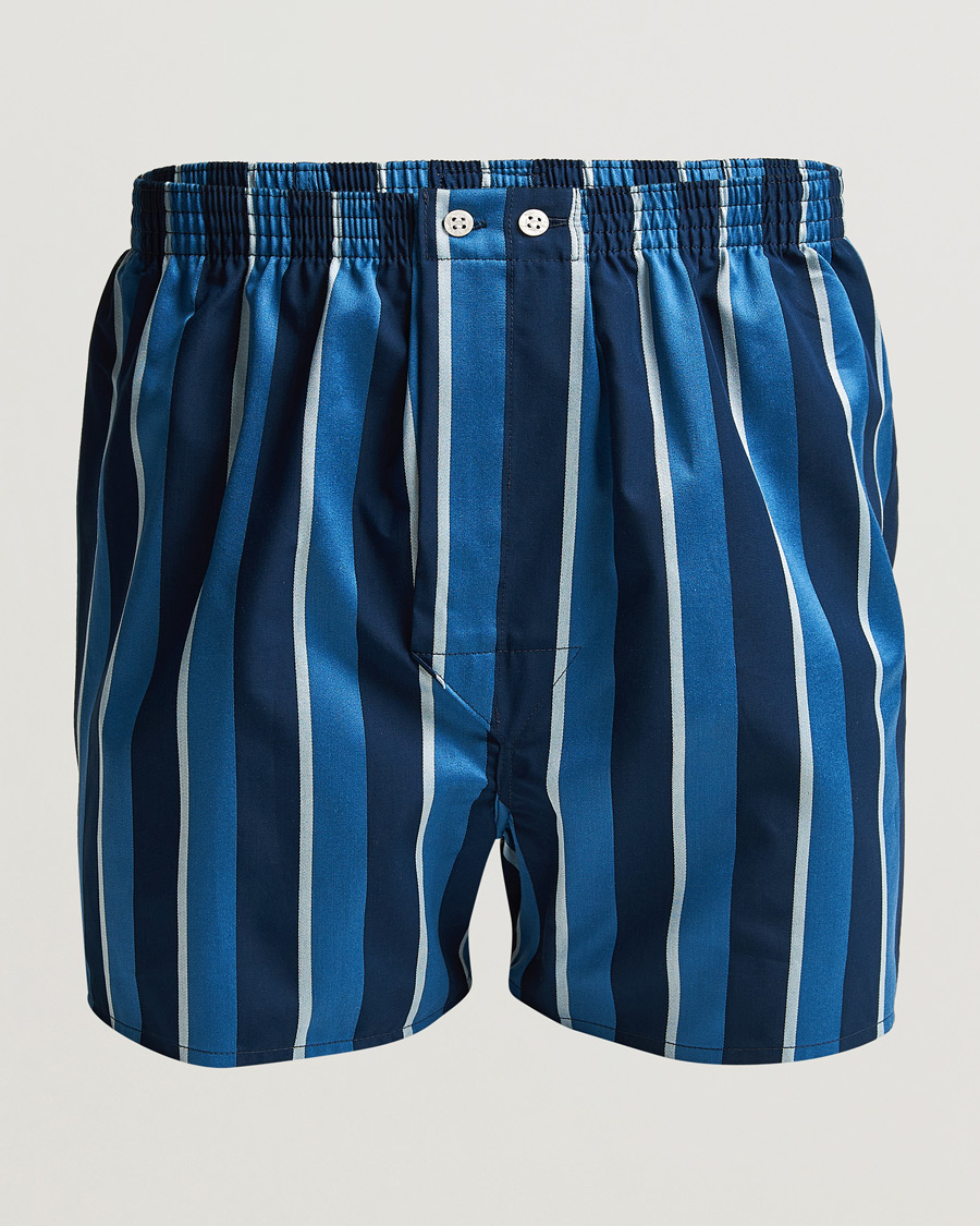 Hombres | Ropa interior y calcetines | Derek Rose | Classic Fit Striped Cotton Boxer Shorts Blue Multi