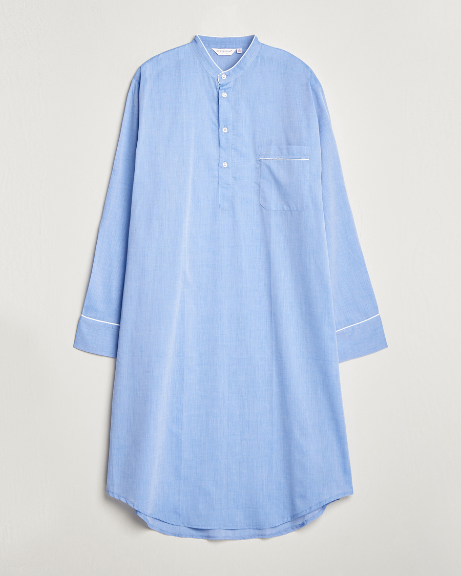 Hombres | Derek Rose Cotton Pullover Nightshirt Light Blue | Derek Rose | Cotton Pullover Nightshirt Light Blue