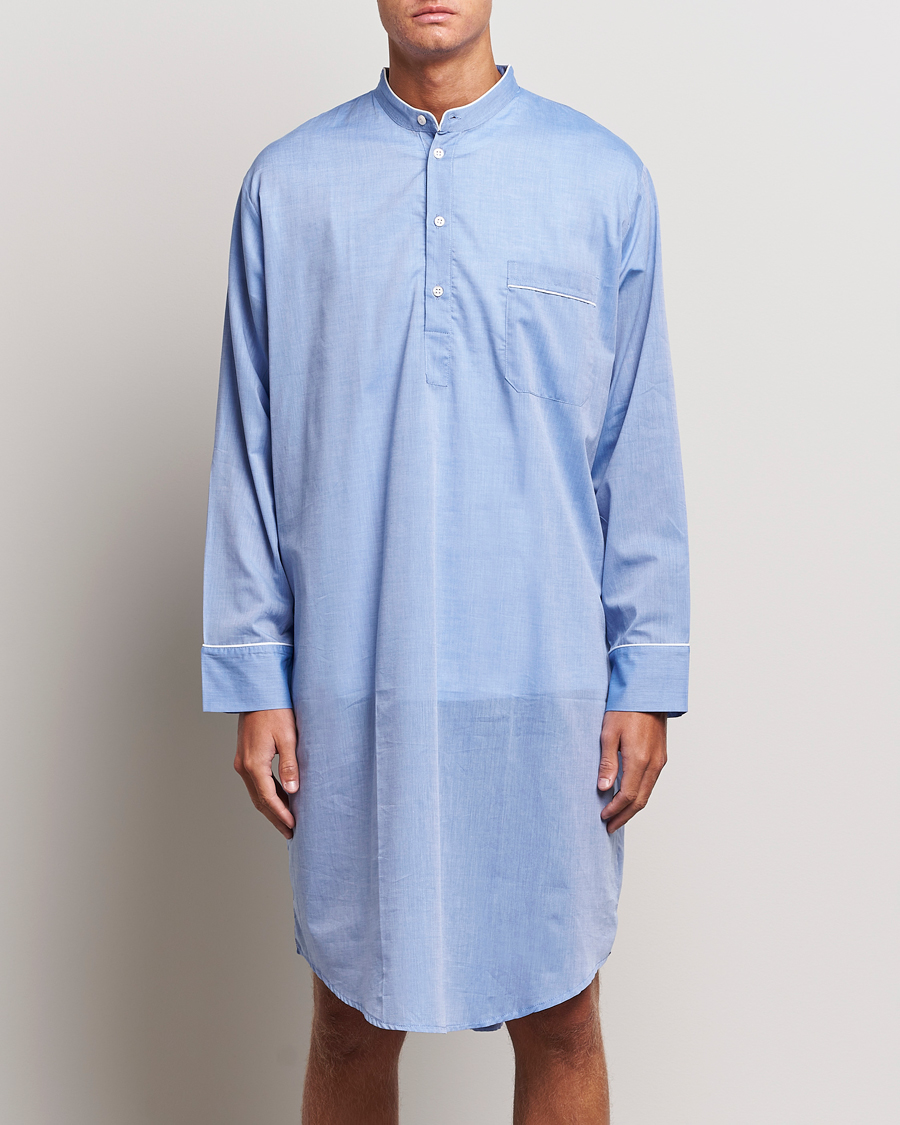 Hombres | Camisetas de pijama | Derek Rose | Cotton Pullover Nightshirt Light Blue