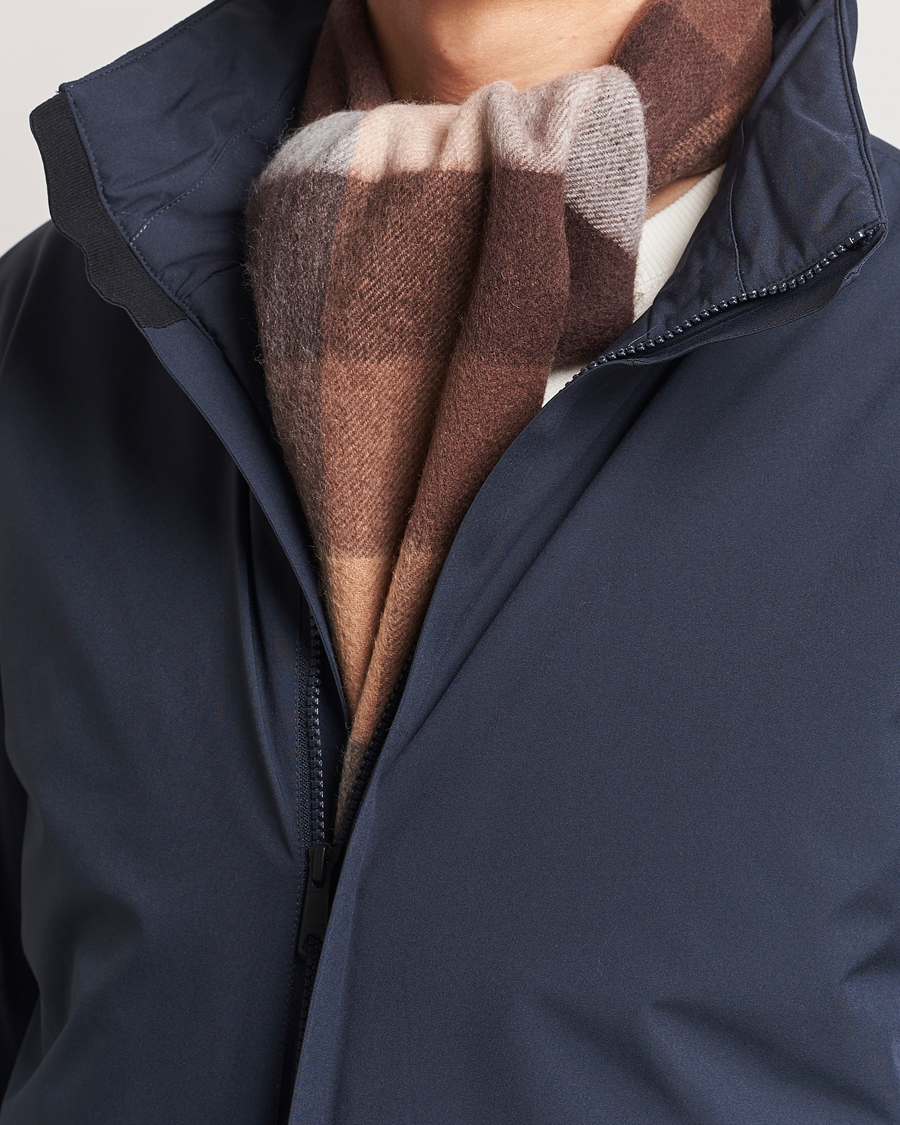 Hombres | Amanda Christensen Merino Wool Block Check Scarf Brown Multi | Amanda Christensen | Merino Wool Block Check Scarf Brown Multi